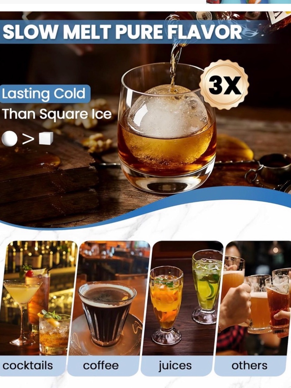 Amanda Uprichard Clear Whiskey Glass with Round Ice Sphere